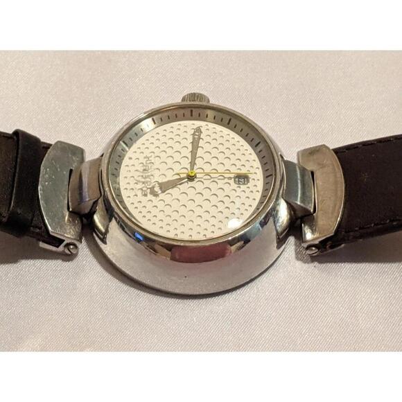 RARE Vintage Axcent Gravity Mens Quartz Watch X8510 Leather Strap 5ATM Stainless main image 5